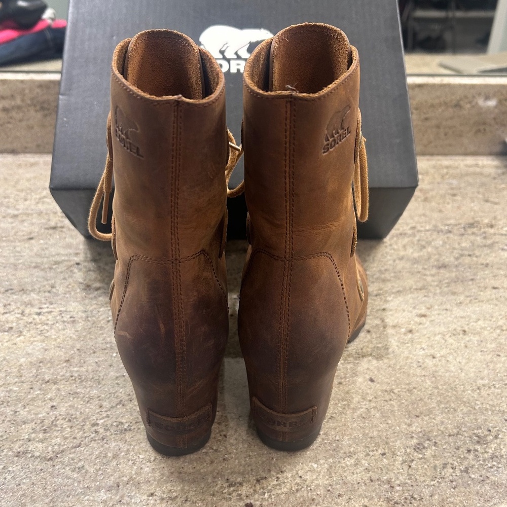 NEW!! Sorel Joan of II Wedge Arctic Cognac Boots - Picture 4 of 7